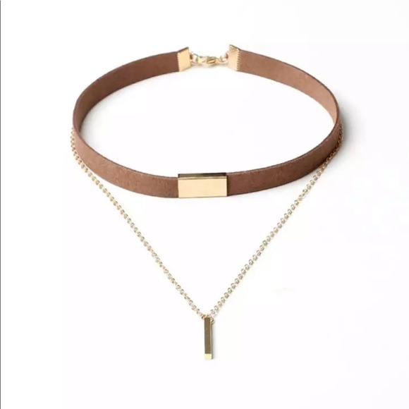 New Velvet Choker Necklace Gold Chain Bar Chokers - Picture 2 of 3